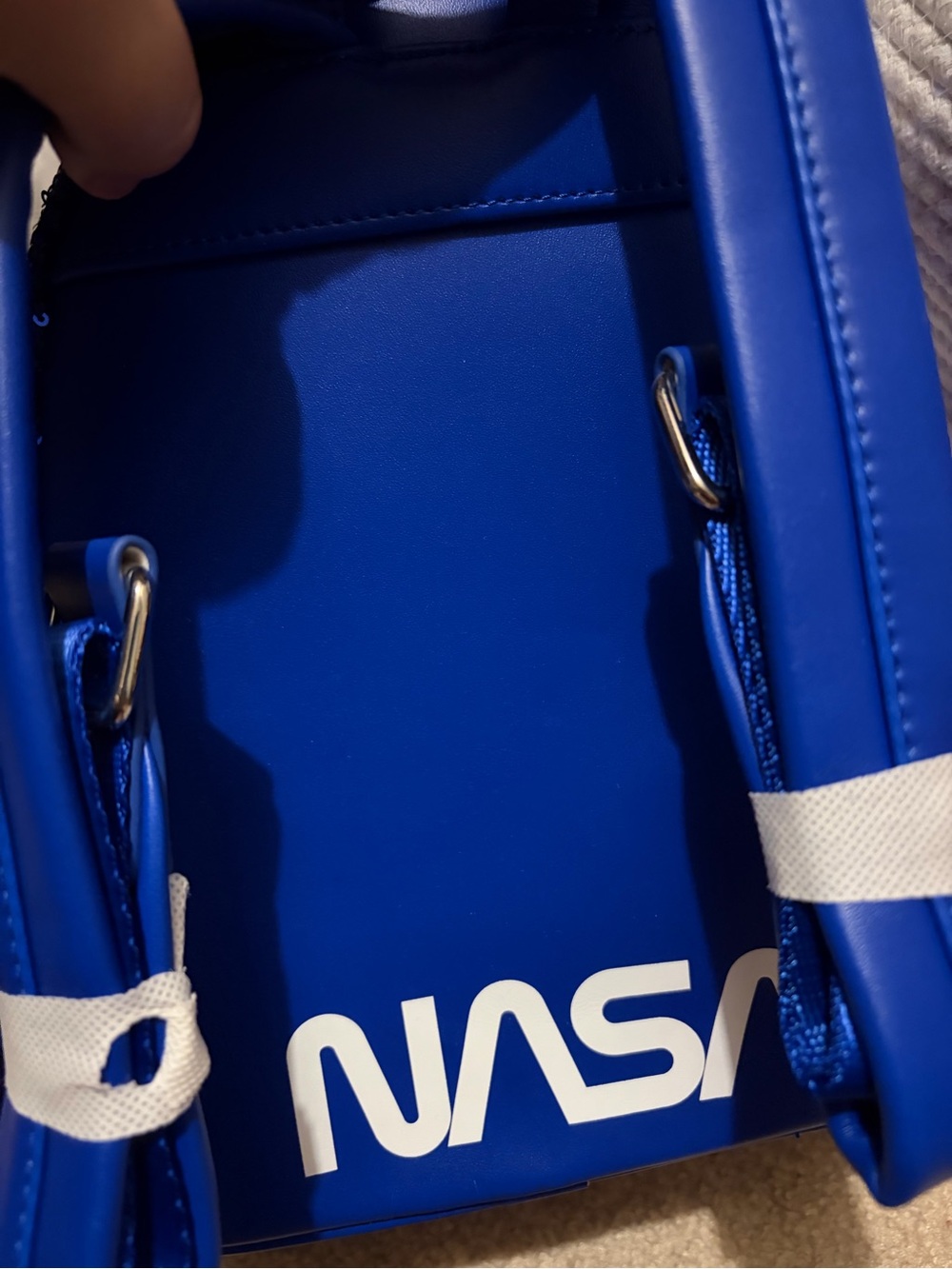 Loungefly Blue Sequin NASA Mini Backpack with Red Zipper - Picture 2 of 4